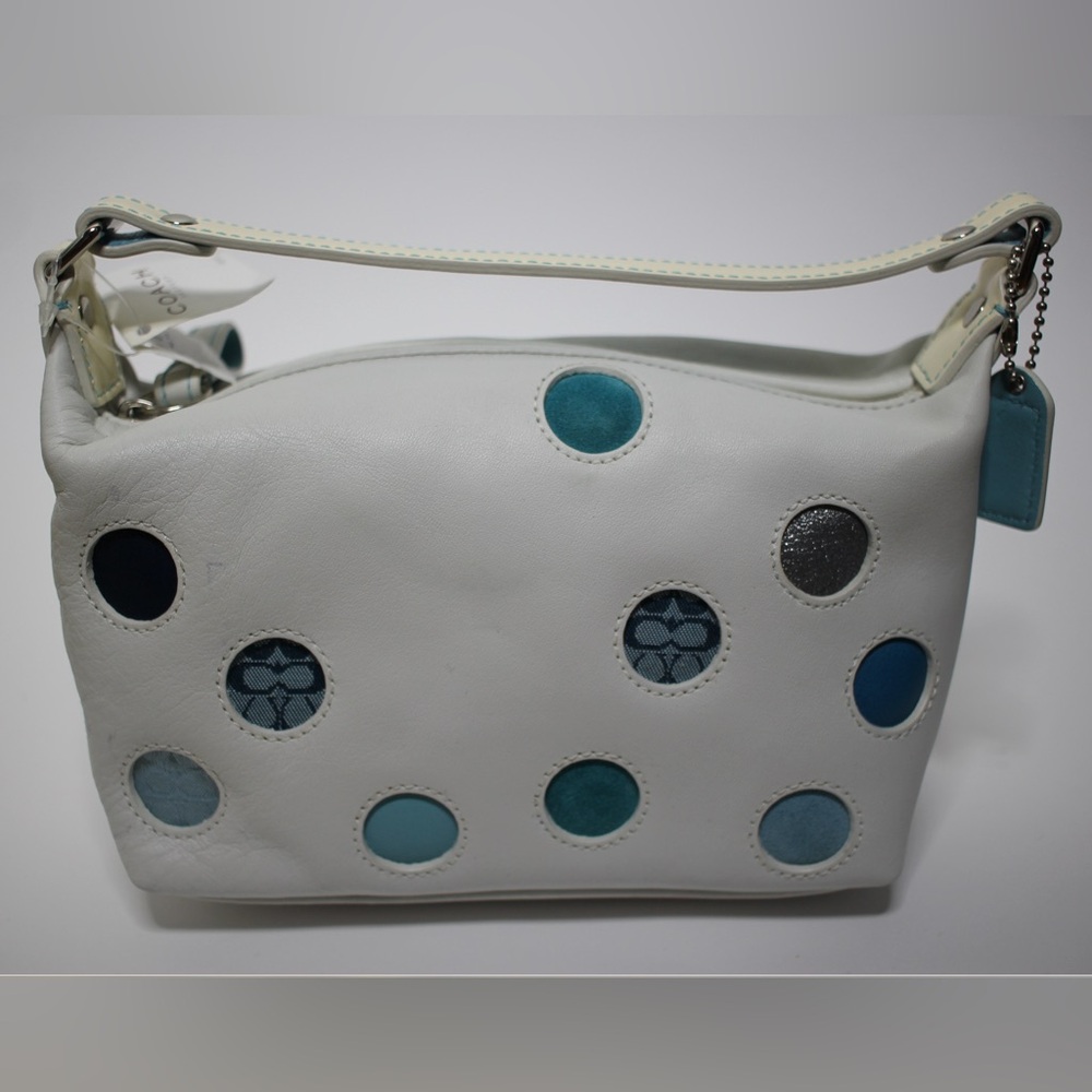 Coach White and Blue Polka Dot Bag